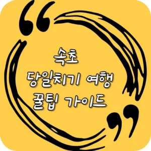 속초 당일치기 여행 꿀팁 가이드
